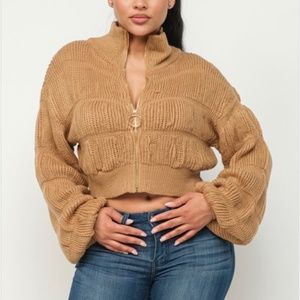 Mocha Quarter Zip Sweater